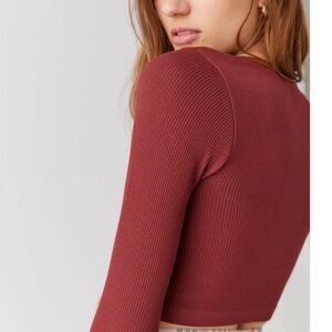 Urban Outfitters Burgundy Out From Under Go For Gold Seamless Long Sleeve Top ML